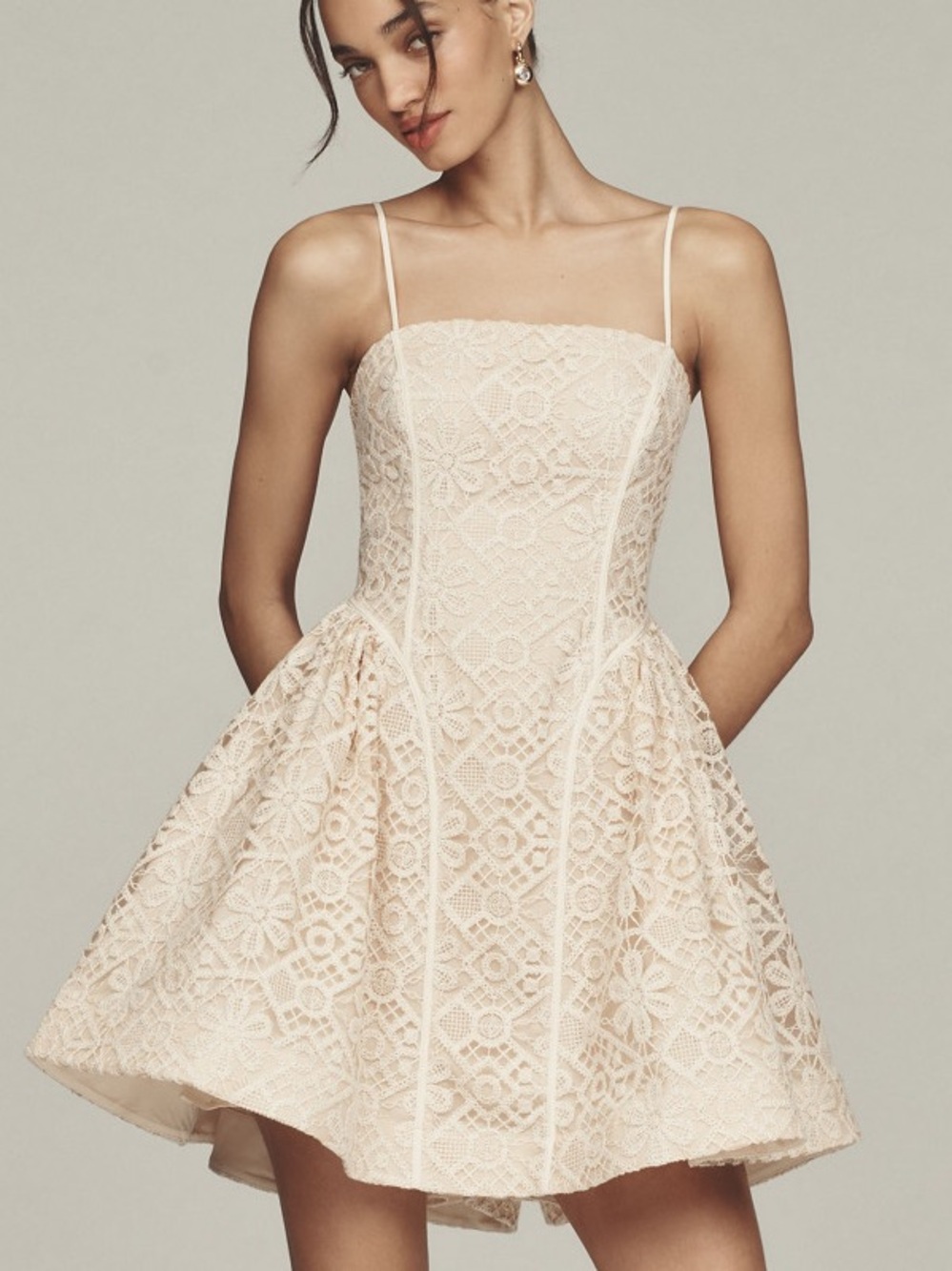 Anthropologie Lace Basque Waist Mini Dress